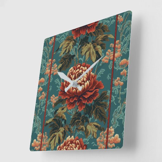 Imperial Peony Tapestry Vierkante Klok (Hoek)