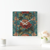 Imperial Peony Tapestry Vierkante Klok (Huis)
