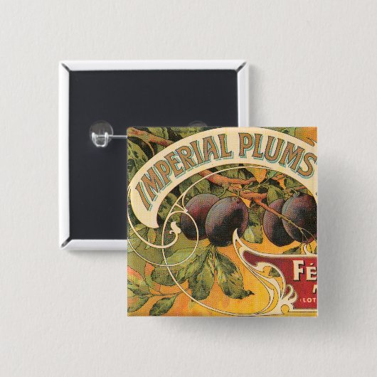 Imperial Plums Vierkante Button 5,1 Cm (Voorkant /achterkant)