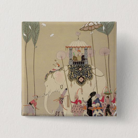 Imperial Procession (kleurenlitho) Vierkante Button 5,1 Cm (Voorkant)