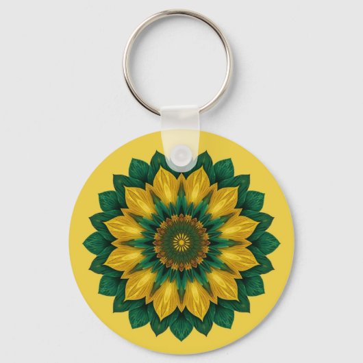Imperial Solar Flower Mandala Luxury Keychain  (Voorkant)