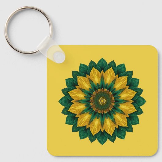 Imperial Solar Flower Mandala Luxury Keychain  (Voorkant)