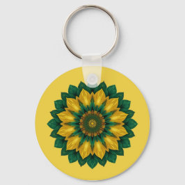 Imperial Solar Flower Mandala Luxury Keychain