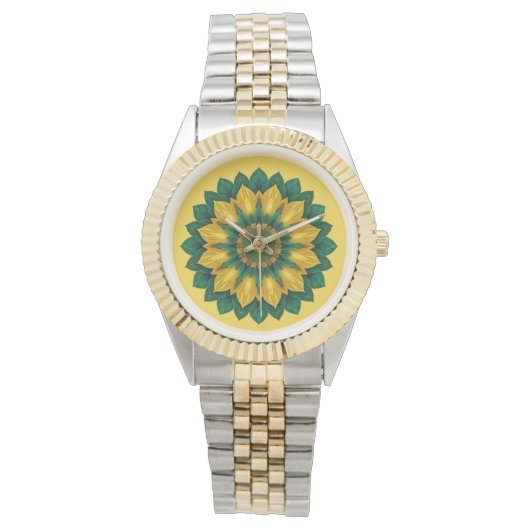 Imperial Solar Flower Mandala Luxury Keychain  Horloge (Voorkant)