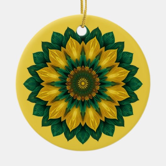 Imperial Solar Flower Mandala Luxury Keychain Keramisch Ornament (Voorkant)