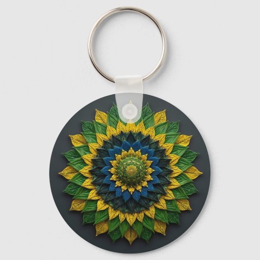 Imperial Solar Leaf Mandala Luxury Keychain - Emer (Voorkant)