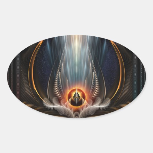 Imperial Uitzicht Fractal Art Oval Sticker (Voorkant)