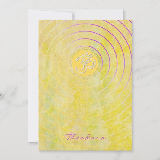 "Imperial Yellow" AUM Feestdagenkaart (Voorkant)