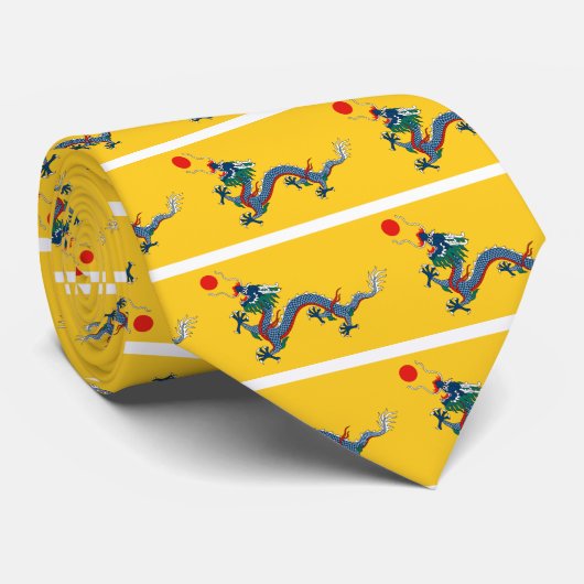 Imperial Yellow Dragon Flag, Qing Dynasty (China) Stropdas (Opgerold)