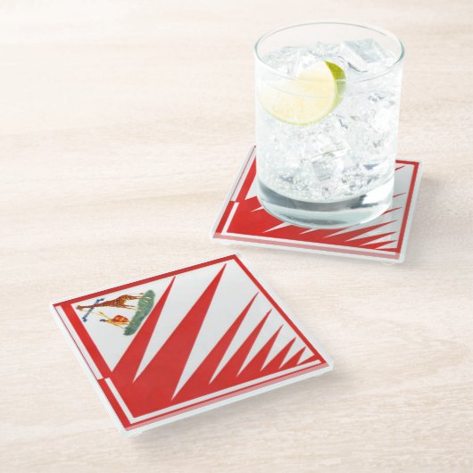 Imperiale Contrada della Giraffa - Giraffe Palio Glazen Onderzetter (Schuin)