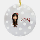 Impish Girl Kerst Elf Keramisch Ornament (Voorkant)