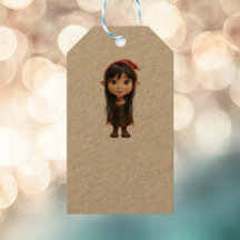 Impish Meisje Kerst Elf Kraft Gift Labels