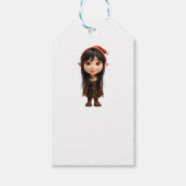 Impish Meisje Kerst Elf Witte Gift Labels Cadeaulabel (Voorkant)