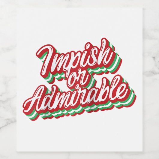 Impish of bewonderenswaardig Grappig Kerstmis Bels Wijn Etiket (Enkel label)