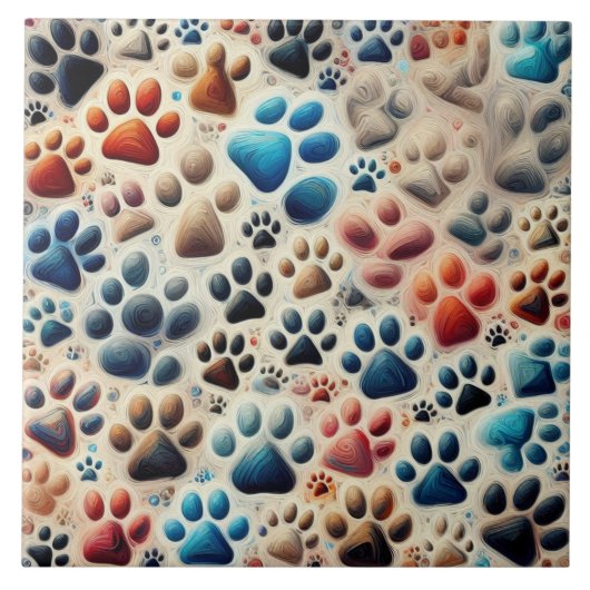 Implicerende gekleurde hoekpootafdruk tegeltje (Voorkant)