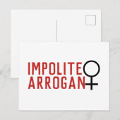 Impolite Arrogant Woman Symbol 2 Line Briefkaart (Voorkant / Achterkant)