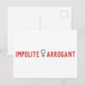 Impolite Arrogant Woman Vrouw Symbool Briefkaart (Voorkant / Achterkant)