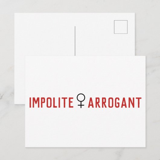 Impolite Arrogant Woman Vrouw Symbool Briefkaart (Voorkant / Achterkant)