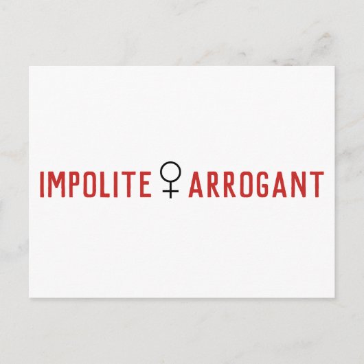 Impolite Arrogant Woman Vrouw Symbool Briefkaart (Voorkant)