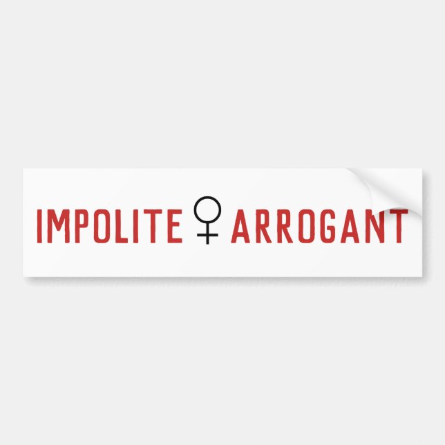 Impolite Arrogant Woman Vrouw Symbool Bumpersticker (Voorkant)