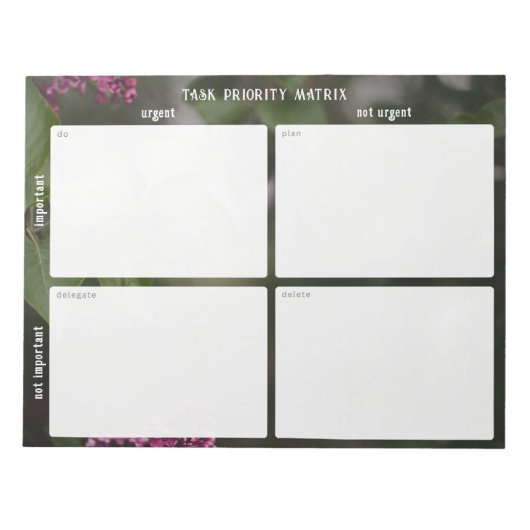 Important and urgent task Matrix (romantic nature) Notitieblok (Voorkant)