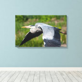 Imposanter Graureiher mit weiten Schwingen Canvas Afdruk (Insitu (Houten vloer))
