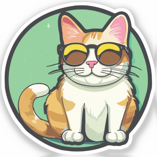 imposing cat with glasses sticker (Voorkant)