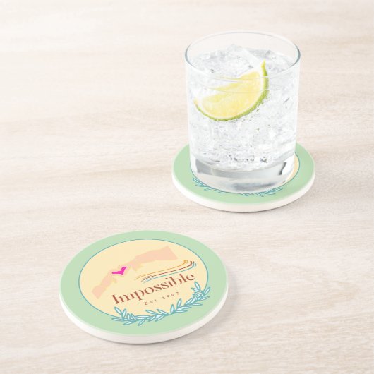 Impossible Est 1997 Zandsteen Onderzetter (Zijkant)