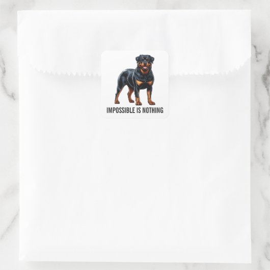 Impossible Is Nothing, Rottweiler Vierkante Sticker (Tas)