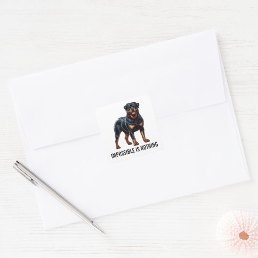 Impossible Is Nothing, Rottweiler Vierkante Sticker (Envelop)