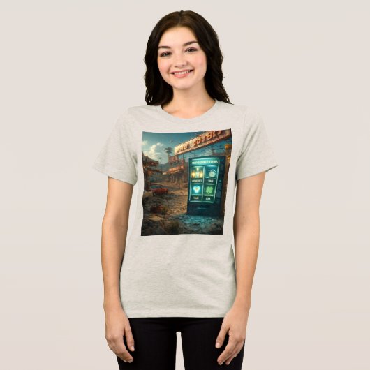 Impossible Items Vending Machine – Surreal Retro D Tri-Blend Shirt (Voorkant volledig)