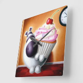 Impossimal© - 'Cake-O-Clock'! Clock, Clock. Vierkante Klok (Hoek)