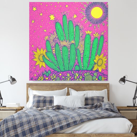 Impresión Acrílica de cactus Canvas Afdruk (Insitu (Slaapkamer))