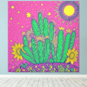 Impresión Acrílica de cactus Canvas Afdruk (Insitu (Houten vloer))