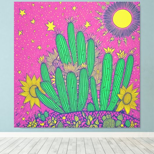 Impresión Acrílica de cactus Canvas Afdruk (Insitu (Houten vloer))