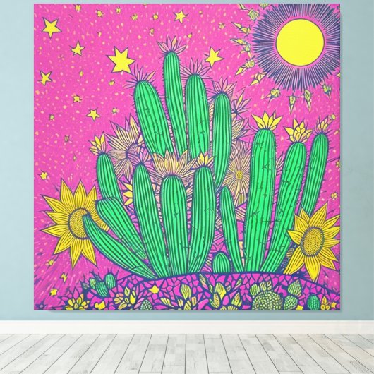 Impresión Acrílica de cactus Canvas Afdruk (Insitu (Houten vloer))