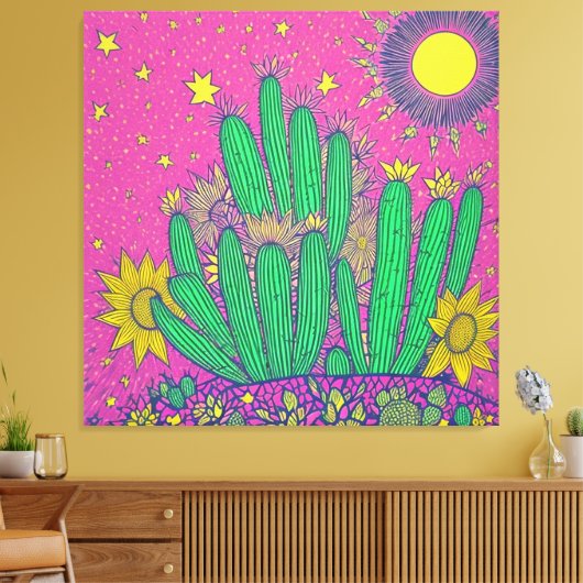 Impresión Acrílica de cactus Canvas Afdruk (Insitu (Woonkamer))