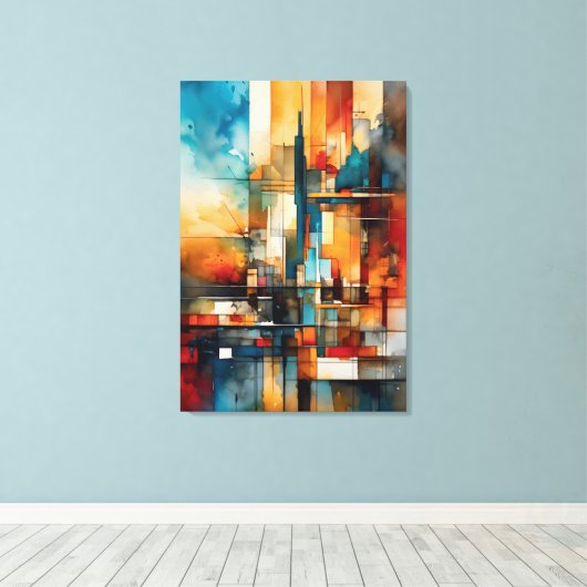 Impressão Em Tela Abstract vertical and horizontal Canvas Afdruk (Insitu (Houten vloer))