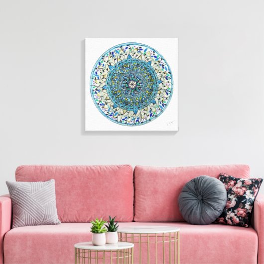 Impressão Em Tela Mandala Essência Floral Canvas Afdruk (Insitu (Woonkamer))