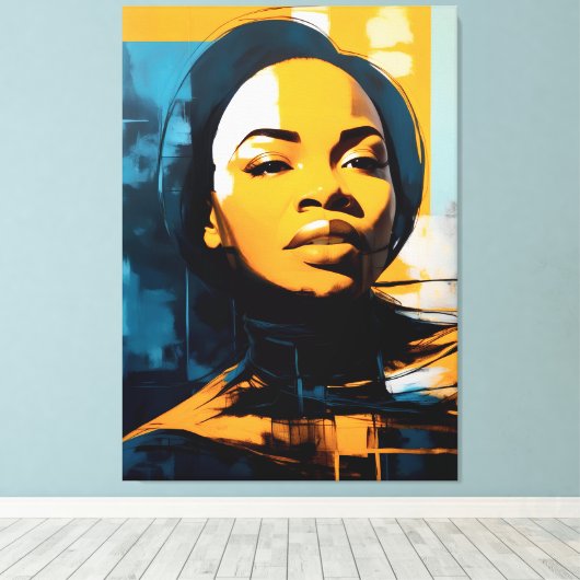 Impressão Em Tela Quadro Rosto de mulher Abstrato Canvas Afdruk (Insitu (Houten vloer))