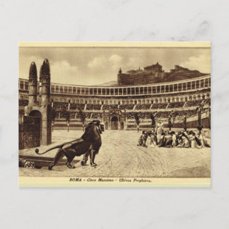 Impressie van Roma-kunstenaars, leeuwen en christe Briefkaart