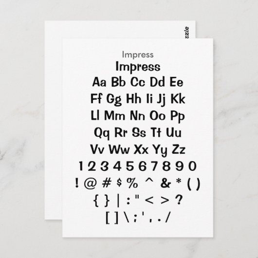 Impressie - Zazzle Font Sampler Sheet Briefkaart (Voorkant / Achterkant)
