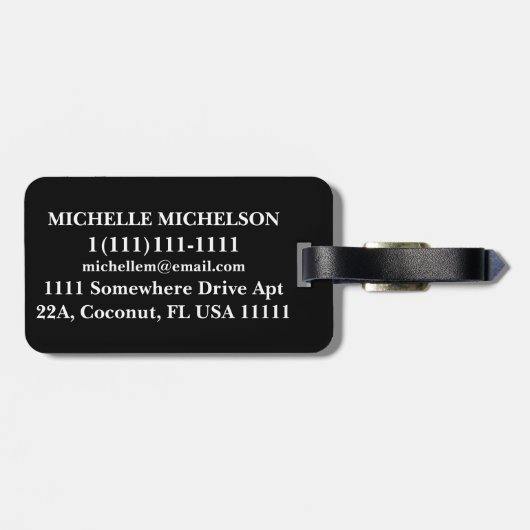 Impression Black Monogrammed Bagagelabel (Achterkant horizontaal)