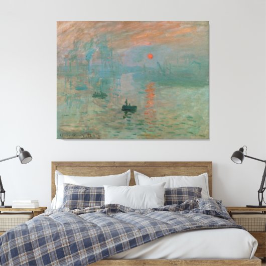 Impression, Soleil Levant by Claude Monet 1872 Canvas Afdruk (Insitu (Slaapkamer))
