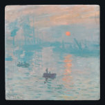 Impression Sunrise Claude Monet Stenen Onderzetter<br><div class="desc">Monet Impressionisme Painting - De naam van dit schilderij is Impression,  Sunrise,  een beroemd schilderij van de Franse impressionist Claude Monet,  geschilderd in 1872 en getoond op de tentoonstelling van impressionisten in Parijs in 1874. Zonneopgang shows de haven van Le Havre.</div>
