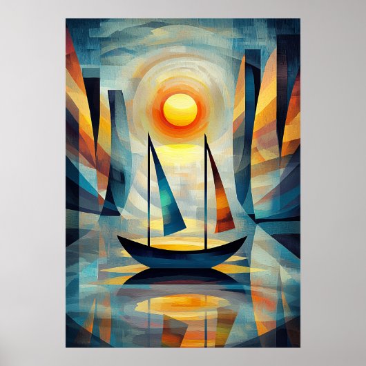 Impression Sunrise - Cubistisch meesterwerk geïnsp Poster (Voorkant)