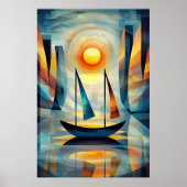 Impression Sunrise - Cubistisch meesterwerk geïnsp Poster (Voorkant)