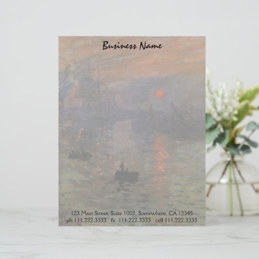 Impression Sunrise door Claude Monet, kunst Briefhoofd (Staand voorkant)