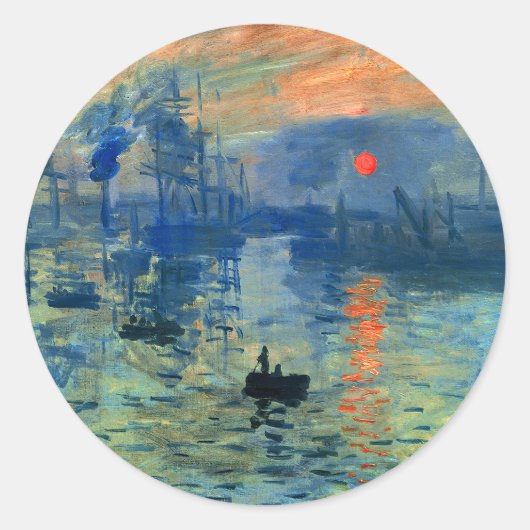 Impression Sunrise, Soleil Levant, Claude Monet Ronde Sticker (Voorkant)