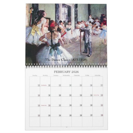  impressionisme Ballet Art van Edgar Degas Kalender (Feb 2026)
